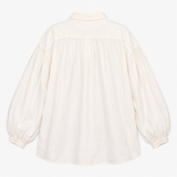White Viscose Cotton Gathered Long Sleeve Shirt