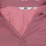 Pink V Neck Smart Casual Collared Blouse