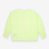 Top Green Gingham Seersucker Frill Sleeve