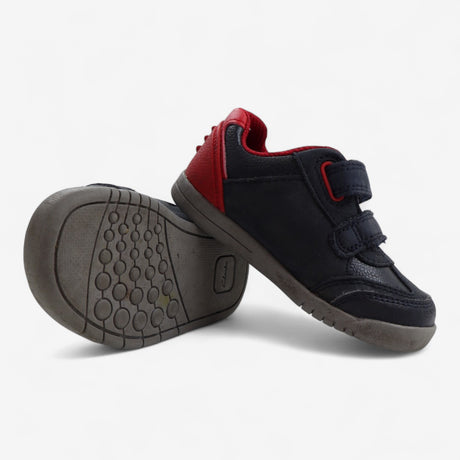 Shoes velcro navy red trim