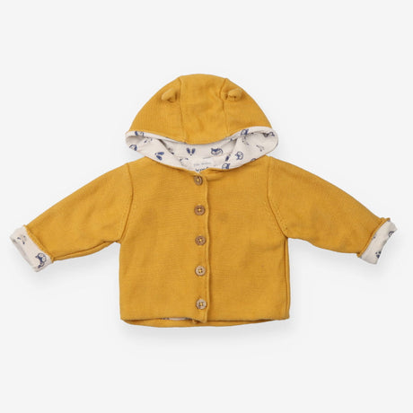 Cardigan Knit Yellow with Bear Ears Hood