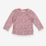 Tee LS pink grey floral