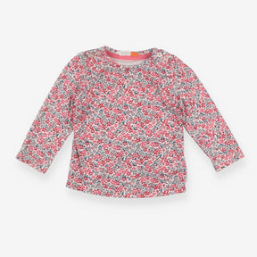Tee LS pink grey floral