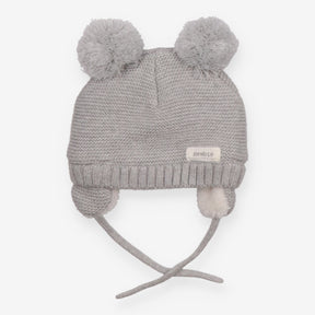Grey knit winter hat with ears