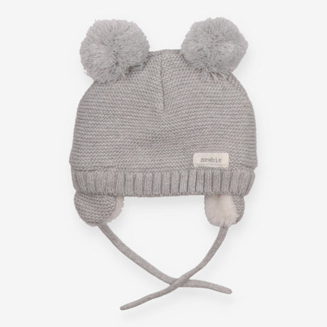 Grey knit winter hat with ears