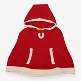 Poncho red knitted with hood