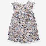 Dress Needle Cord Frill Shoulder Pink and Blue Flo