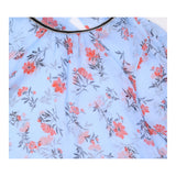 Blouse Light Blue Coral Floral Print Long Sleeves 