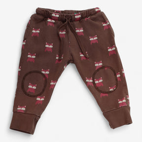 Joggers Brown Knee-patch with Red Foxes