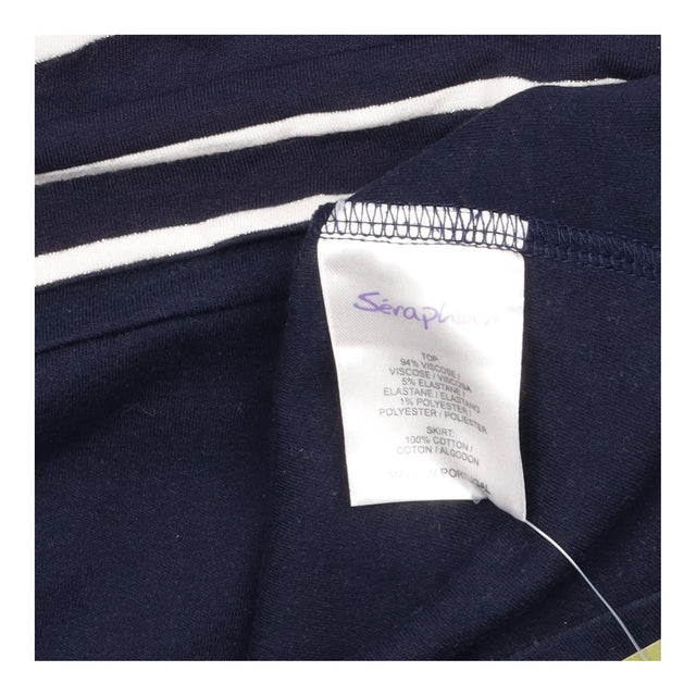 Navy Striped Empire Waist 3/4 Sleeve Maternity Dre