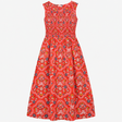 Dress Midi Shirred Organic Cotton Terracotta Flora