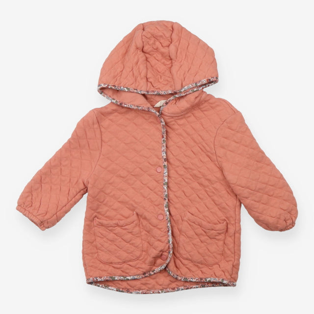 Laura Ashley Jacket Hooded Pink Quilted Floral Tri