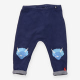 Leggings navy dinosaurs on knee 