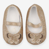 Gold Sparkly Pumps with Butterfly 