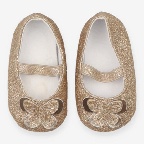 Gold Sparkly Pumps with Butterfly 