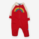 Romper Footed Red and White Sleeves Rainbow