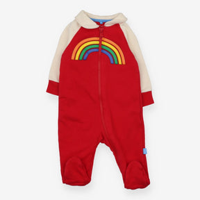 Romper Footed Red and White Sleeves Rainbow