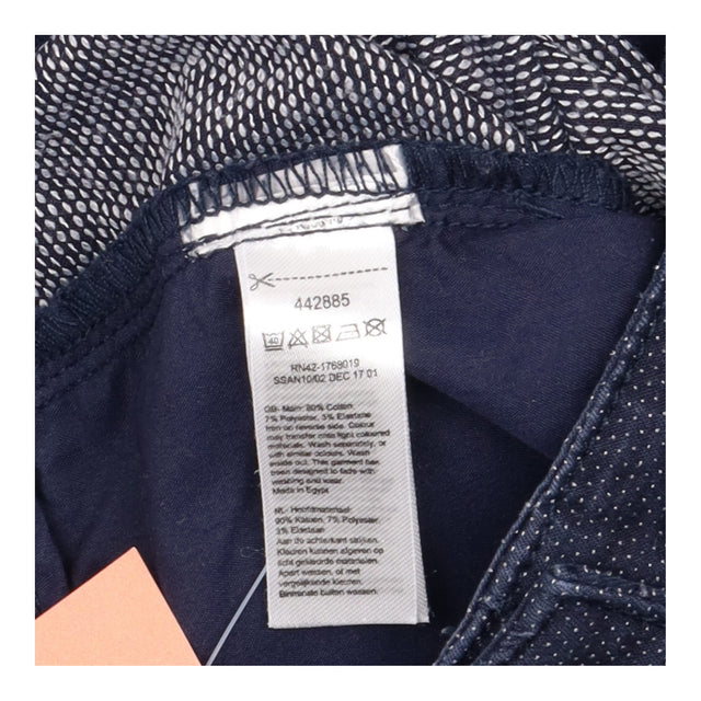 Trousers Navy Polka Dot Cotton Blend Stretch Casua
