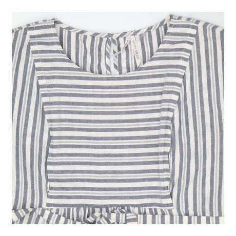 Maternity and nursing smock blue and white stripe