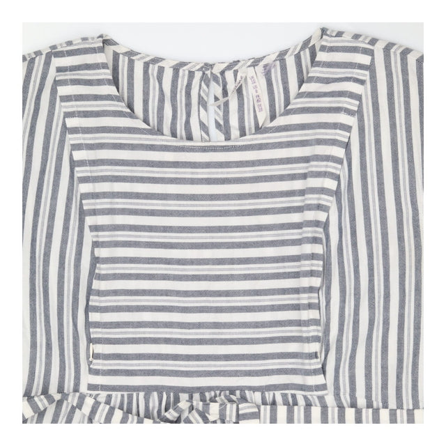 Maternity and nursing smock blue and white stripe