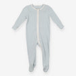 White and blue stripe ribbed zip sleepsuit