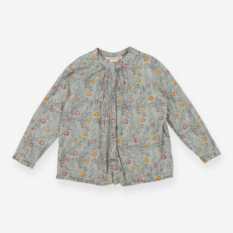 Tunic Button Blue Peacock Print