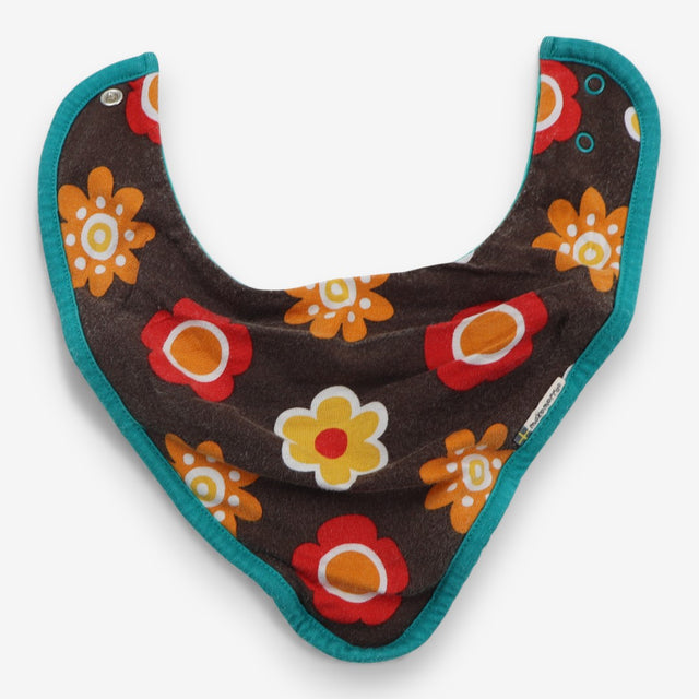 Brown bib flowers, blue lining