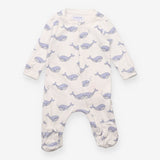 Sleepsuit white blue whales zip