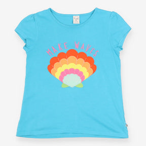T-Shirt Blue Cassia Sea Shell Applique