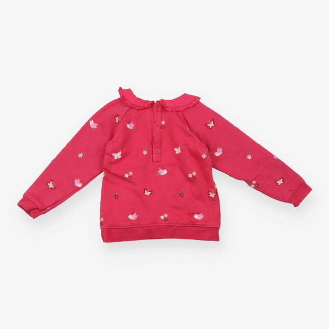 Sweater collar pink birds flowers