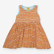 Dress Sleeveless orange ships blue edging