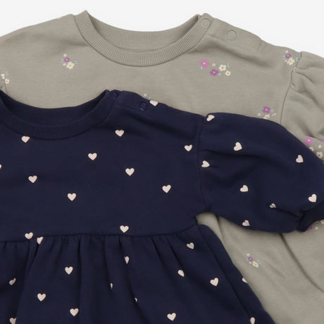 Dress sweater blue heart green floral 2pk