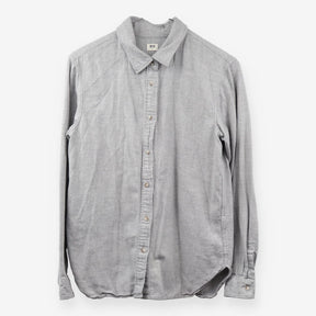 Grey Brushed Cotton Flannel Long Sleeve Shirt