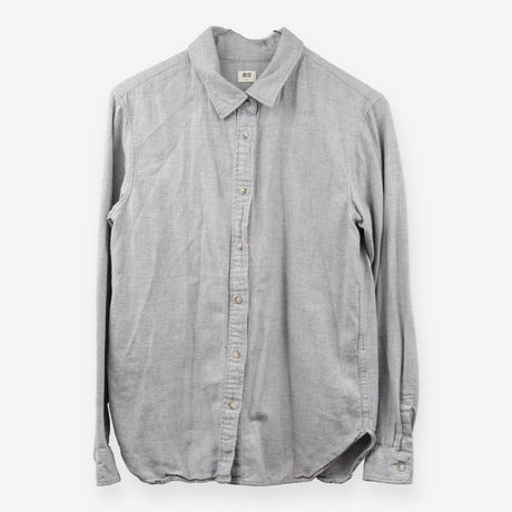 Grey Brushed Cotton Flannel Long Sleeve Shirt