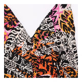 Maxi Dress Multicolour Animal Print Deep V Neck Sl