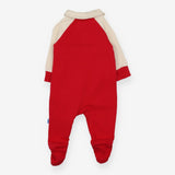 Romper Footed Red and White Sleeves Rainbow