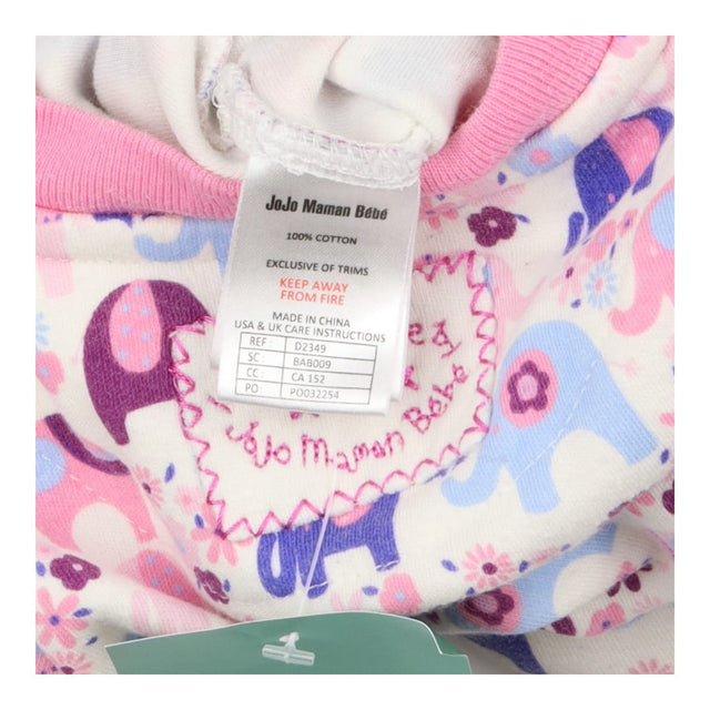 Sleepsuit Pink Trim Floral Elephants