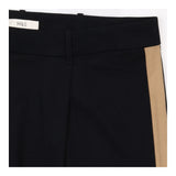 Wide Leg Cropped Trousers Navy Blue Camel Side Str