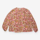 100% Silk Paisley Print V-Neck Blouse Pink