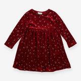 Dress in Velour Burgundy Red with Flowers