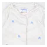 Sleepsuit White Popper with Blue Elephant Print