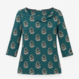 Green Pinecone Print Cowl Neck Jersey Top
