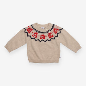Jumper Knit Oatmeal House Appliques
