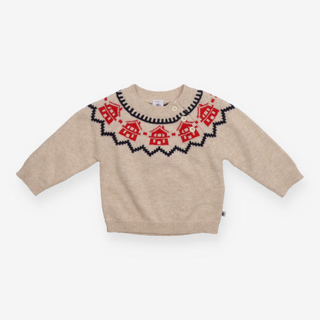 Jumper Knit Oatmeal House Appliques
