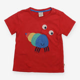T-Shirt Short Sleeve Red with Rainbow Hermit Crab 