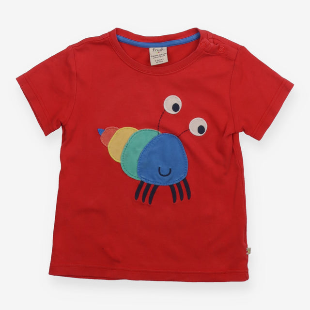 T-Shirt Short Sleeve Red with Rainbow Hermit Crab 