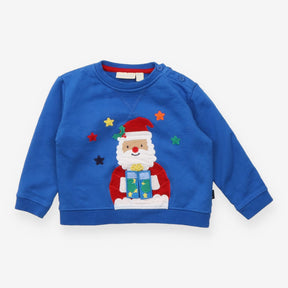 Sweater Blue Santa Giving a Present
