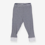 Navy and white striped cuffed leggings ribbed