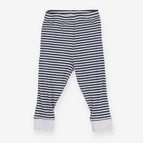 Navy and white striped cuffed leggings ribbed