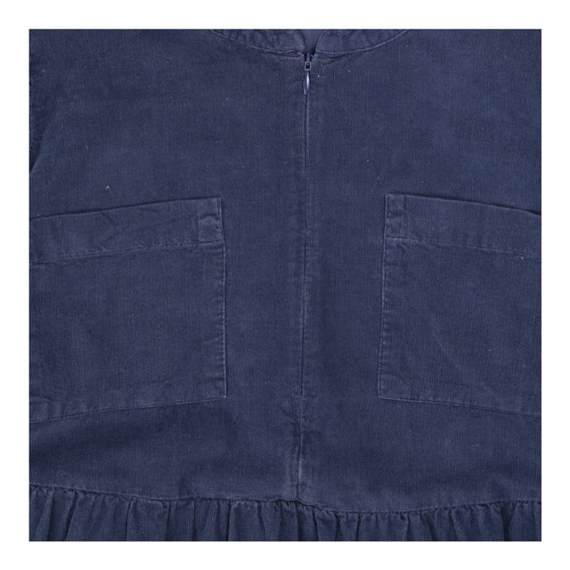 Blue Tiered Cord Dress – Zip Front, Long Sleeve